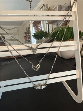 Silver Layered Chevron Necklace Trio - Chloë & Isabel